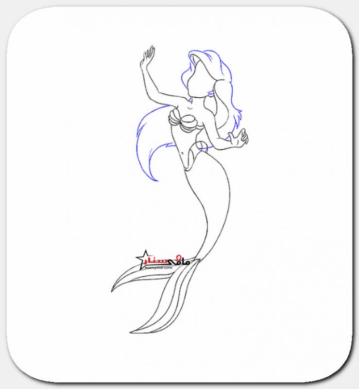 how to draw mermaid ariel step by step
