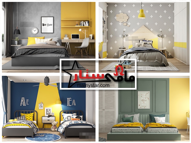 Yellow and gray children's bedrooms