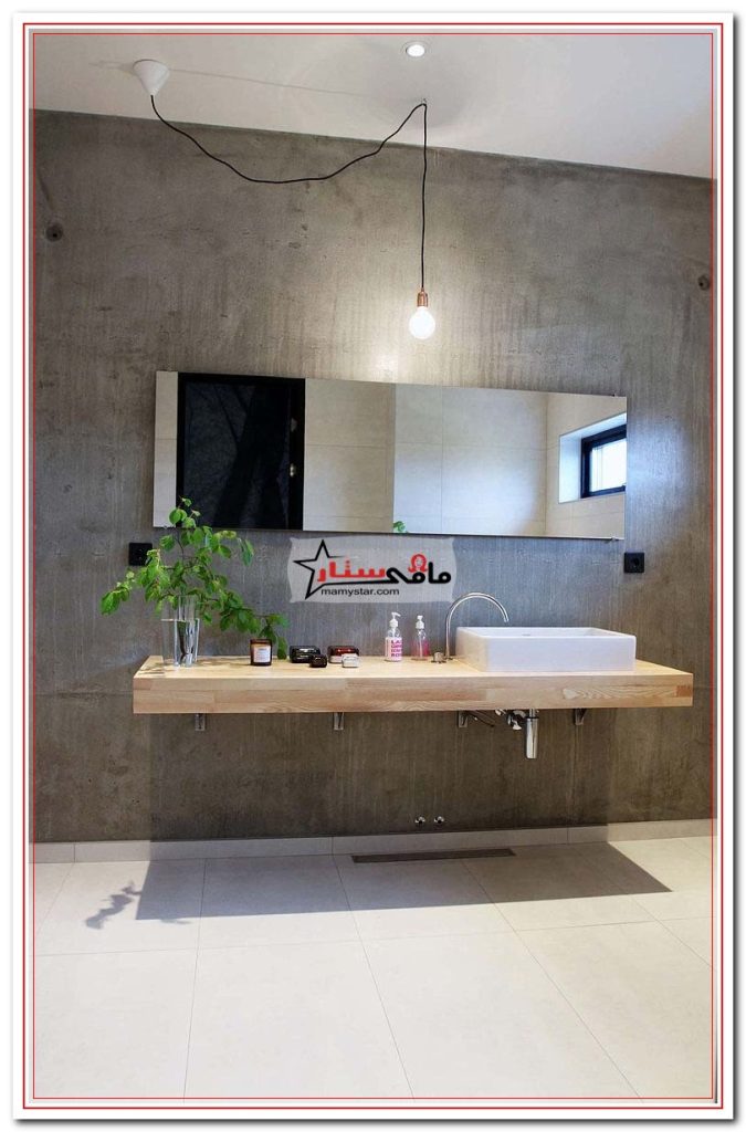 concrete wood bathroom