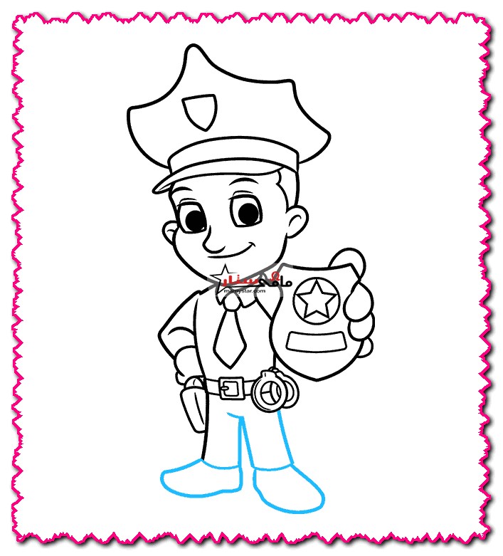 police man drawing with color