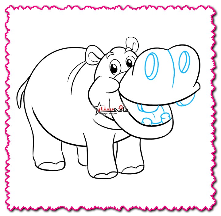 how to draw a hippo easy