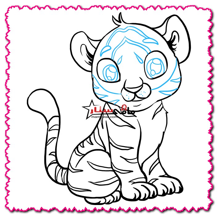 how to draw a baby tiger cartoon