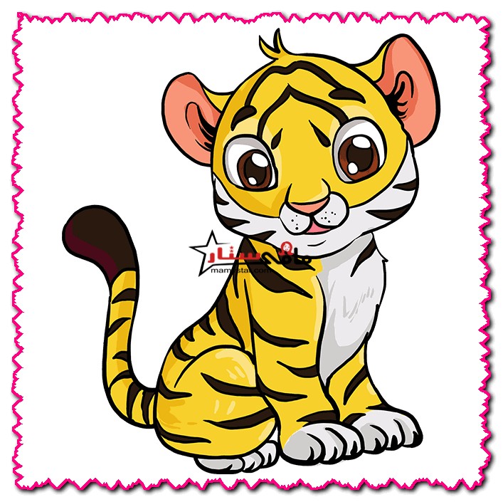 How do you draw a little tiger for kids?