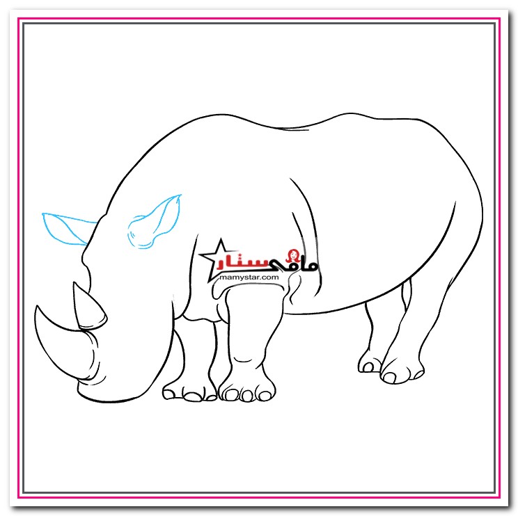 how to draw easy cartoon rhino