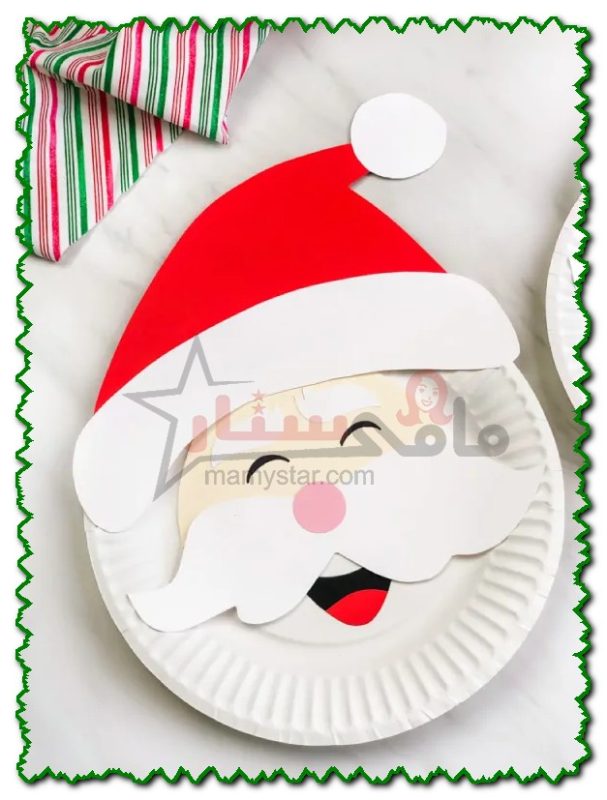 santa face with paper plate