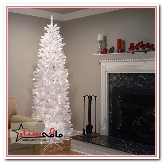 white christmas tree with lights