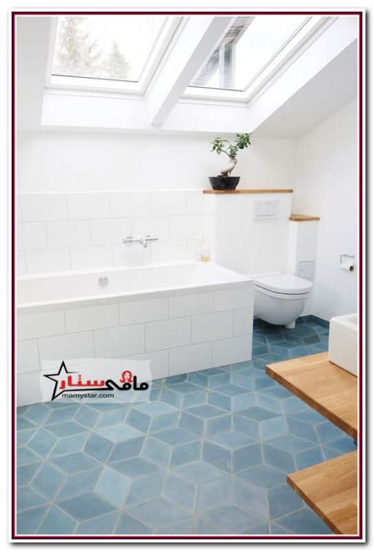 blue bathroom floor tiles