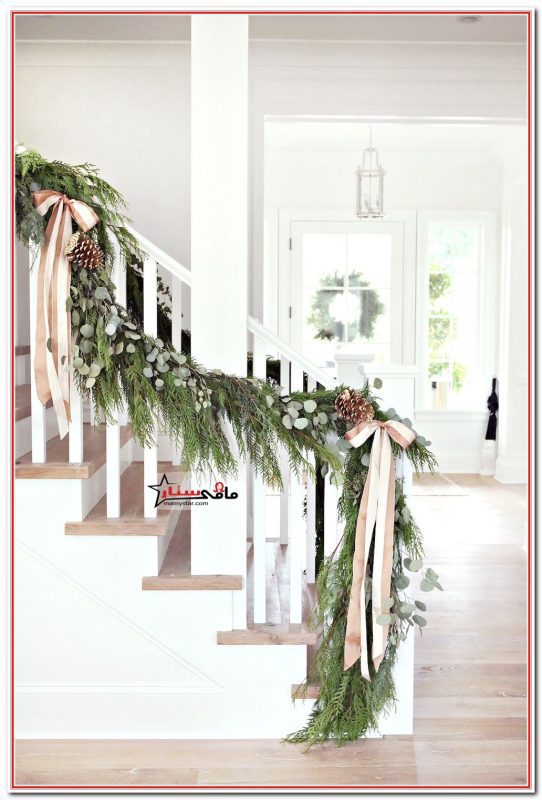 hanging garland on staircase