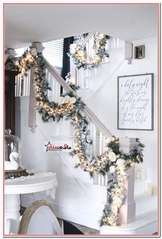 christmas lights on stairs ideas