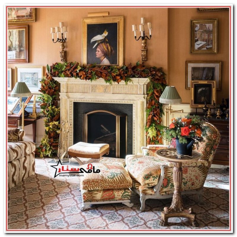 wreath on fireplace
