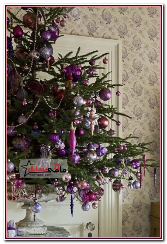 purple christmas tree decorations