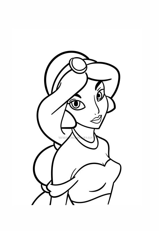 easy princess jasmine coloring pages
