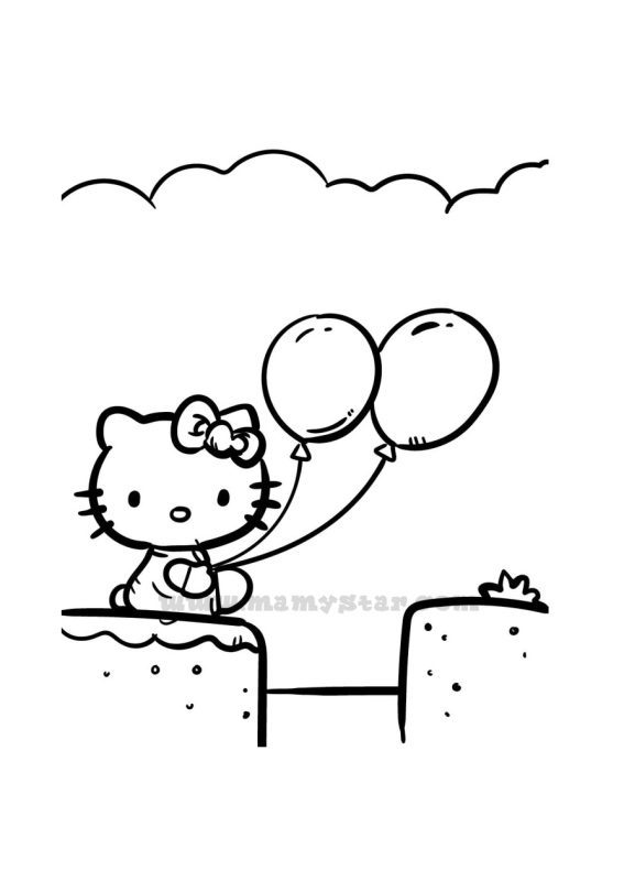 hello kitty birthday cake coloring pages