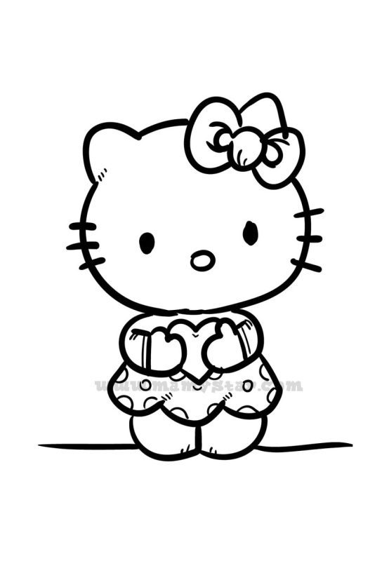 hello kitty heart coloring pages