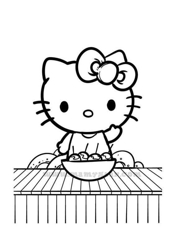 hello kitty cooking coloring pages