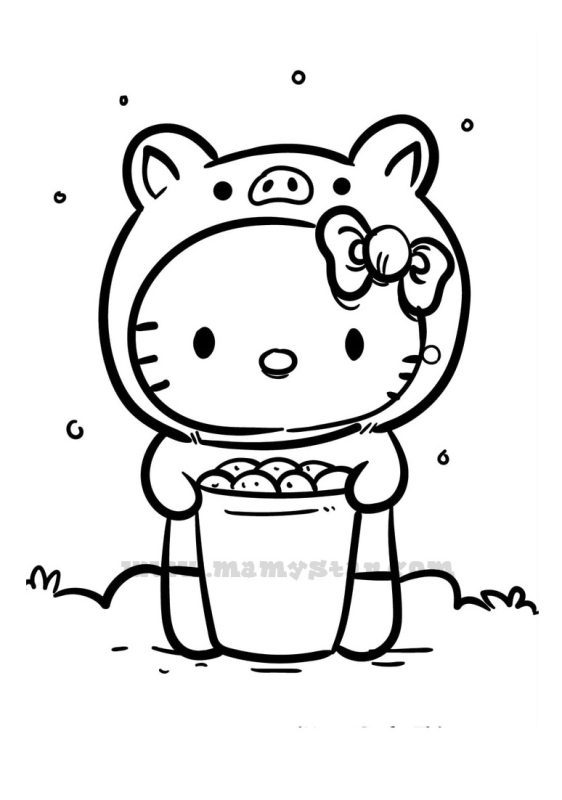 hello kitty bunny coloring pages