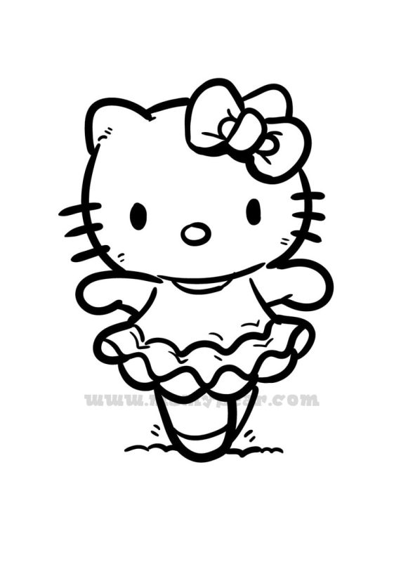 hello kitty ballerina coloring page